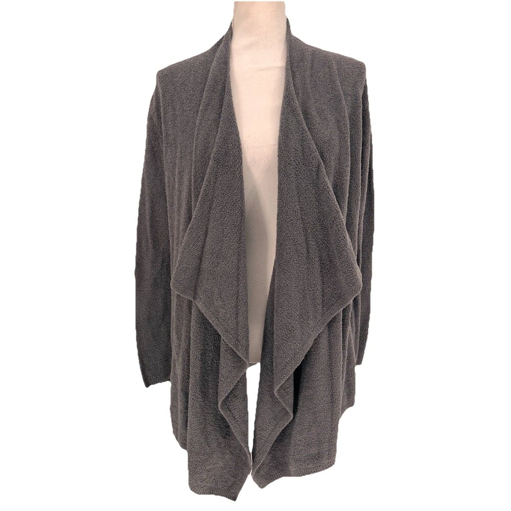 BAREFOOT DREAMS Gray Bamboo Chic lite waterfall Cardigan Sweater L/XL Style 436